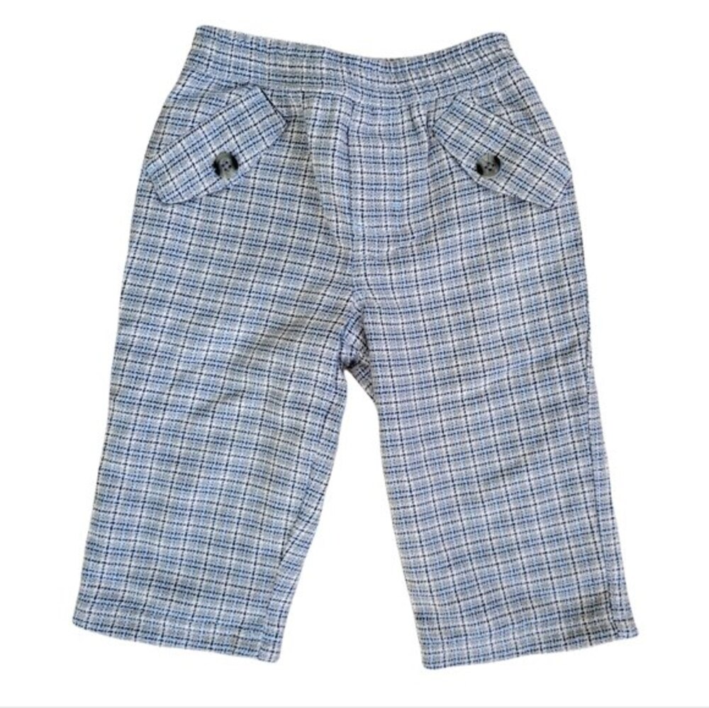 NWT Heartstrings Boys Lined Plaid Pants, Blue, 6 - 9 Months, New With Tags